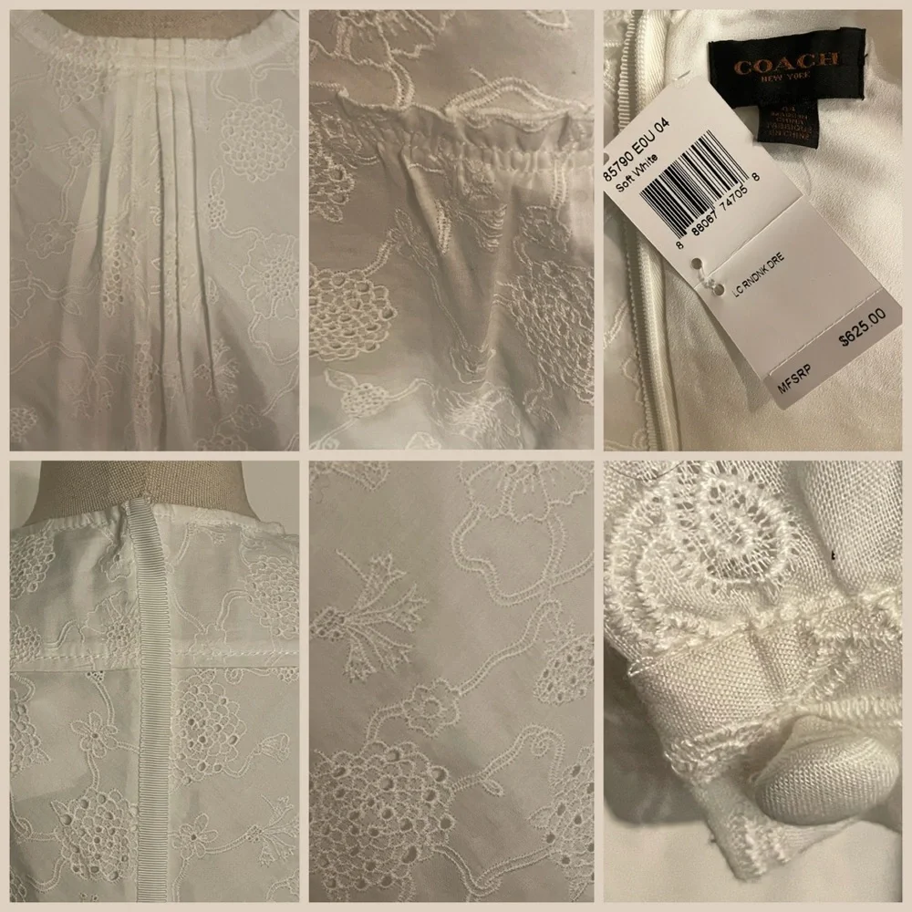 Coach Soft White Lace Round Neck Dress - Picture 7 of 7